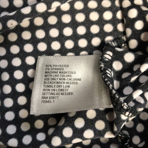 Worthington Black White Polka Dot Stretch Top Womens Size Medium Cowl Neckline - Picture 6 of 7
